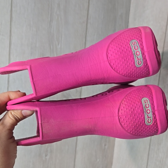 Crocs Girls Kids Pink Rain High Top Boots Shoes Sz C10 Toddler - Picture 5 of 11